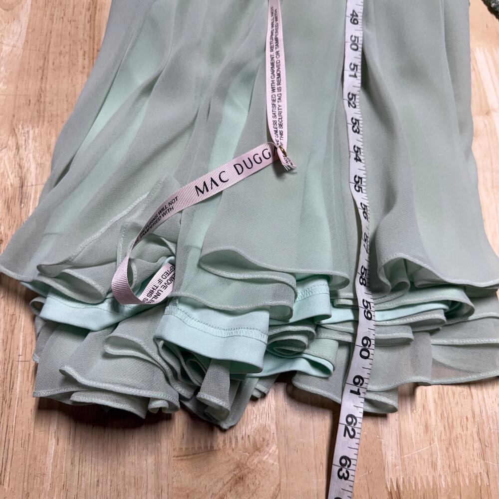 Mac Duggal NWT Sage Green Chiffon Gown Beaded Embellished 3/4 Sleeve Top Size 4 - Picture 9 of 9